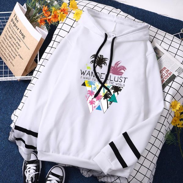 

women's hoodies & sweatshirts wanderlust want to travel world hoodie woman hip hop oversize splicing hooded harajuku fleece hoody casua, Black