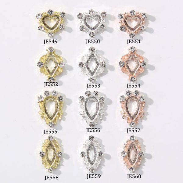 

nail art decorations 100pcs crystal love heart/diamond/oval hollow charms peals rhinestones manicure studs for 3d stones decor, Silver;gold