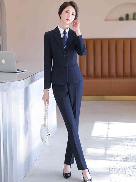 

pant 2021 women's business suits ladies'uniform 2 piece blazers and jackets with office pants wear, White