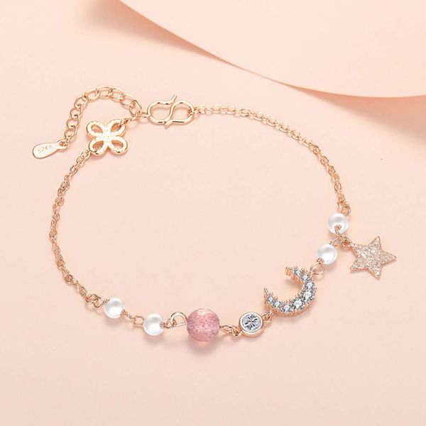 

strands star and moon bracelet girl's friend sister chain strawberry crystal, Black