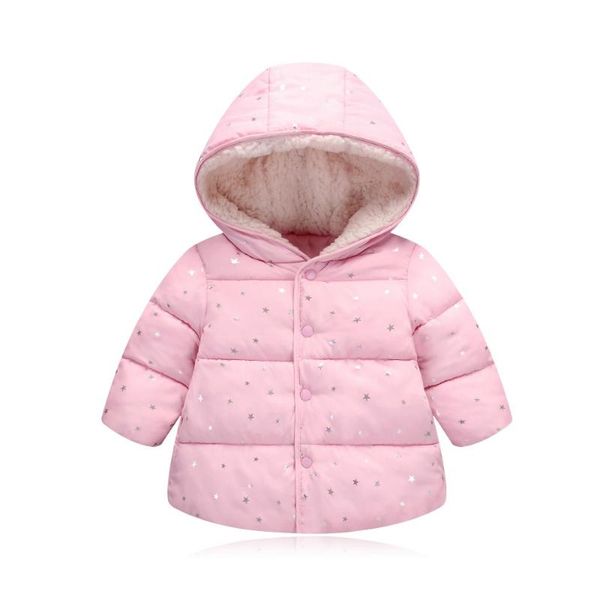 

coat 2-7 years boys girls winter hooded kids down children's parkas warm clothing printed stars unisex, Blue;gray