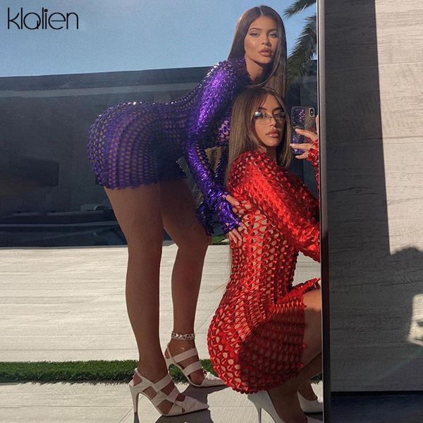 

out dresses party hollow for women autumn new long sleeve solid fashion clubwear hole skinny mini dress, Black;gray