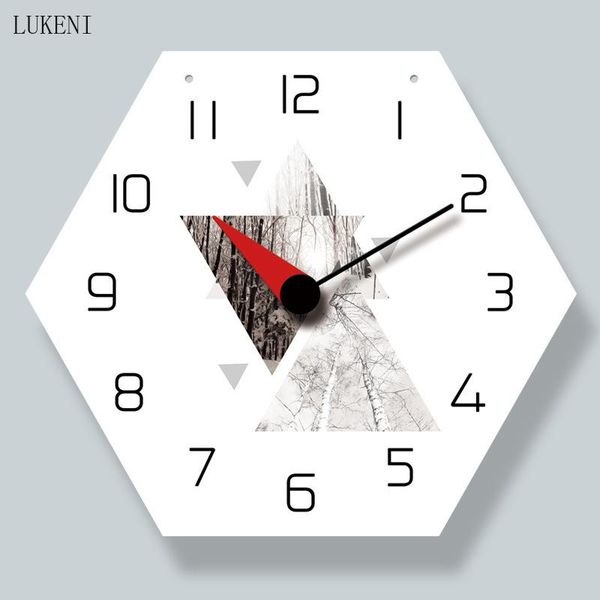 

wall clocks triangle geometric landscape hexagonal 14-inch lanyard clockhome decor