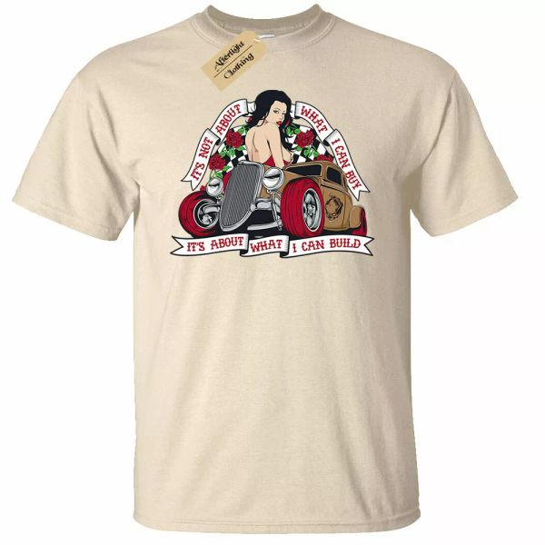 

Hot rod builder t shirt man hot rod garage mechanic, White;black