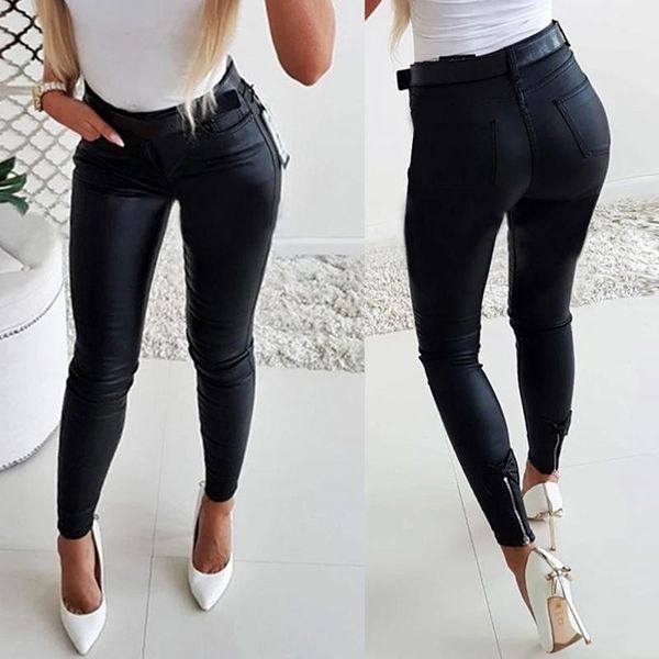 

women's pants & capris louaee europe and the united states this year, that latest tight-fitting butterfly zipper design pu pencil, Black;white