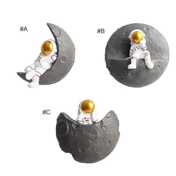 

decorative objects & figurines nordic creative 3d astronaut and moon resin sculpture statues hanging figurine onrmanet wall art decoration f
