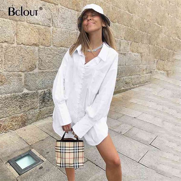 

bclout white button up blouse shirt office loose long sleeve tunic turn down collar casual women spring cotton mujer