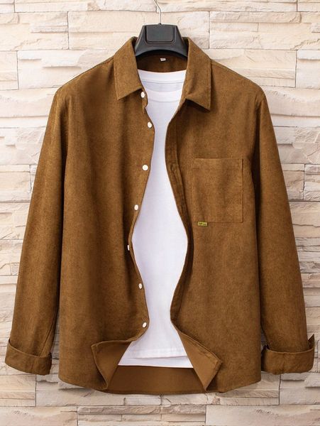 

men patched pocket corduroy shirt without tee g5n9#, White;black