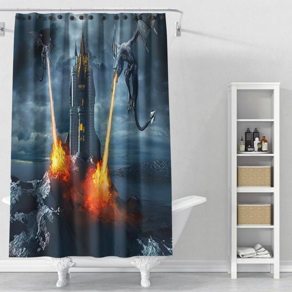 

luxury 3d europe and america dragon waterproof bathroom shower curtain toilet cover bath accessories with hooks curtains