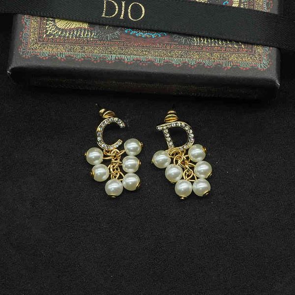 

70% off full diamond letters pearl pendant fashion earrings women's 925 silver needle material net red live broadcast