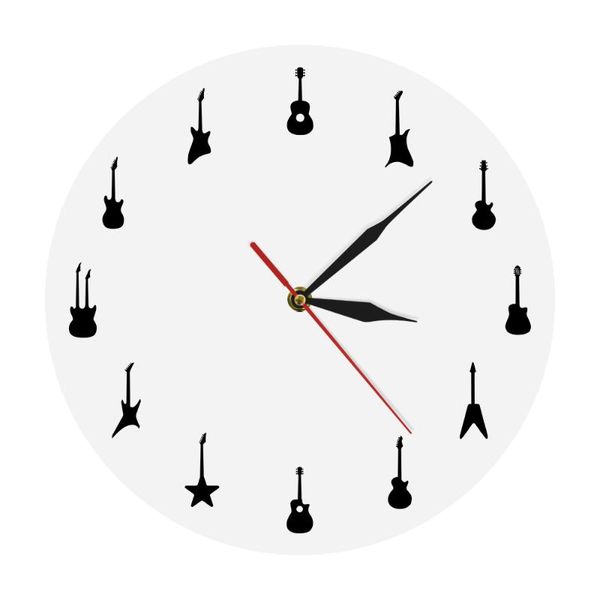 

music band room hanging wall art clock guitar different types of guitars decorrock n roll guitarist gift clocks
