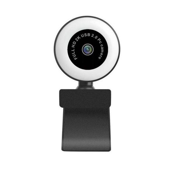 

2k webcam with microphone rotatableauto hd fill light web cam ledcomputer camera for youtube liv