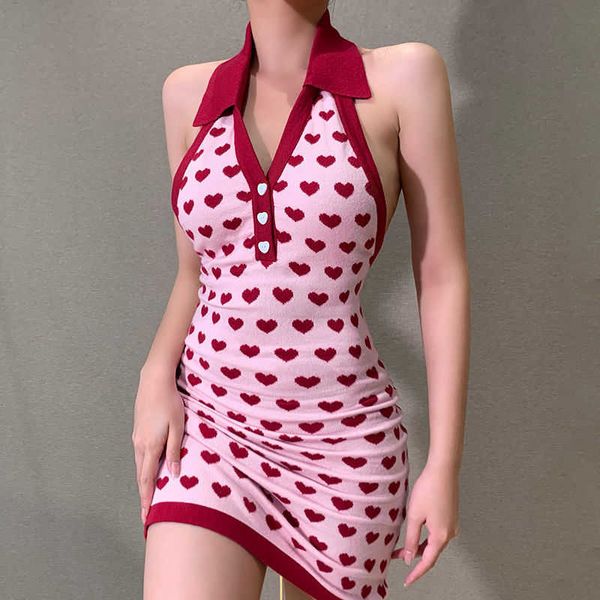 

love wool polo collar dress women's summer breasted vest open back slim wrap hip skirt kh21076, Black;gray