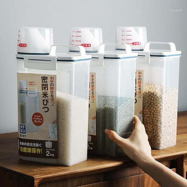 

storage bottles & jars japanese style rice bucket box household kitchen grains sealed tank flour