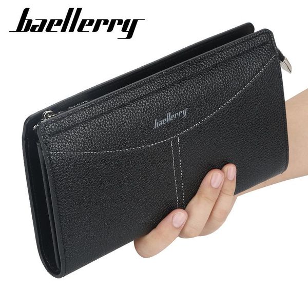 

wallets baellerry men clutch bag large capacity cell phone pocket passcard multifunction wallet for, Red;black