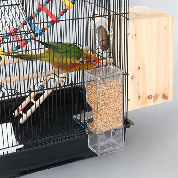 

nose clip acrylic parrot feeding case automatical bird feeder box cage accessory