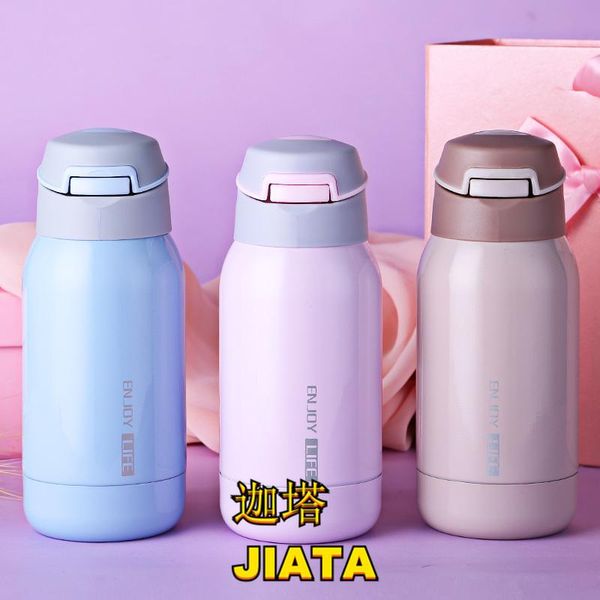 

water bottles 350ml bottle with straw stainless steel sports insulation cup portable vacuum mug thermocup for kids