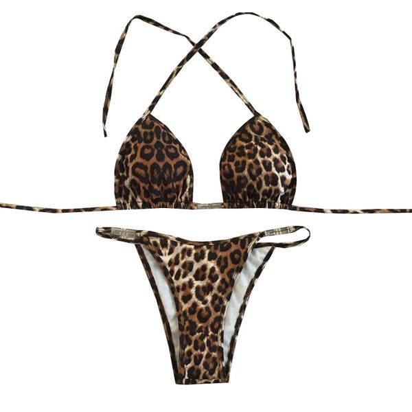 

Sexy Leopard Bikini Set Swimwear Women Halter Swimsuits Swimming suit Thong Bikinis, Picture&039;s color