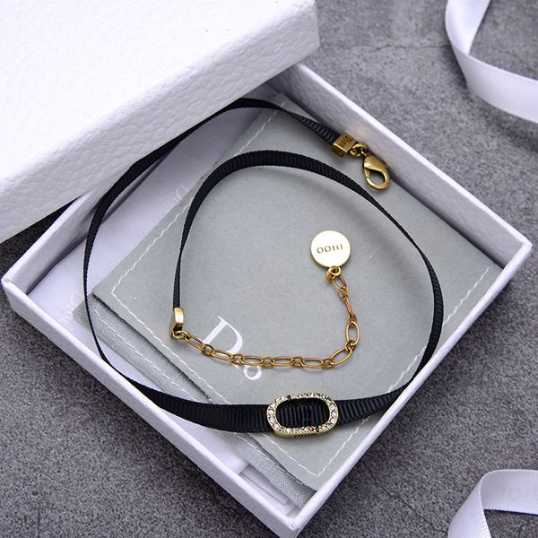 

70% off family new neck chain women's short clavicle fashion lace black letter collar women, Golden;silver