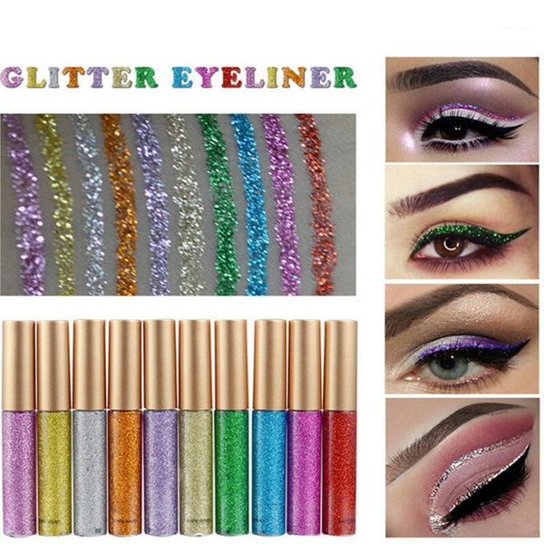 

waterproof shiny eyeshadow glitter liquid eyeliner makeup eye liner pen metallic maquiagem profissional completa lapis de olho1