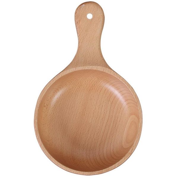 

wooden salad bowl large round wood soup dining with handle for home kitchen utensils set natural handmade bowls