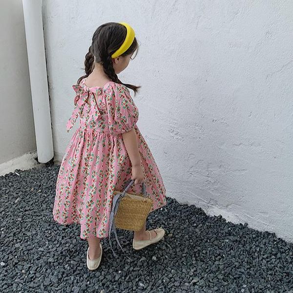 

girl's dresses 2021 summer arrival girls fashon floral dress kids korean design baby girl, Red;yellow