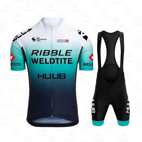 

racing sets 2021 huub pro bicycle ribble weldtite team short sleeve men mtb cycling jersey breathable clothing set, Black;blue