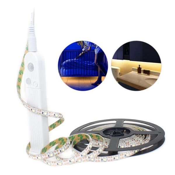 

strips 3m 2m 1m usb led strip light pir motion sensor waterproof night lamp tape battery powered for stairs hallway closet wardrobe