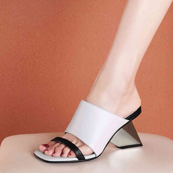 

slippers modern black female sandals will see high-heeled shoes off genuine leather slippers hit color crutches gyx9