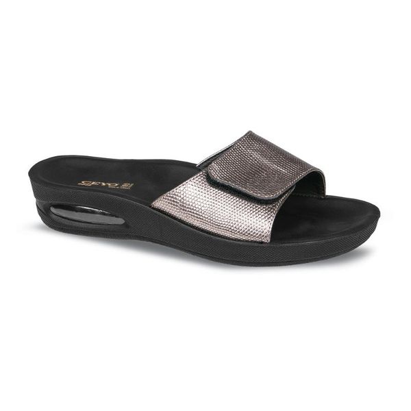 

slippers ceyo 9948slippers slipper women gold beige platinum summer casual fashion artificial leather anatomic footwear, Black