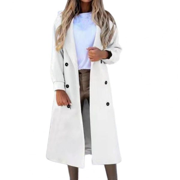 

women's trench coats overcoat women long coat jacket all match stylish solid color suit collar oversize, Tan;black
