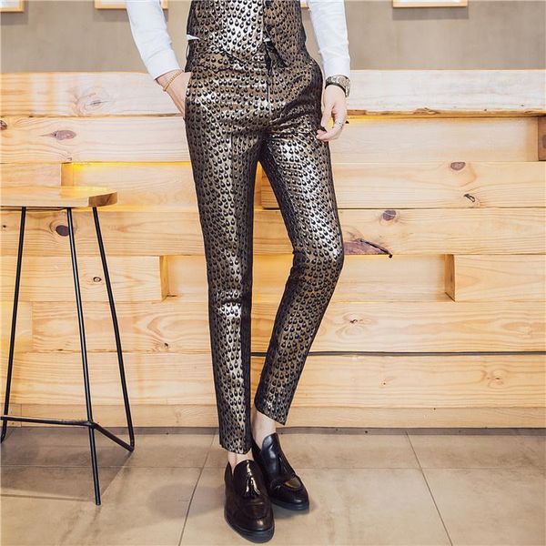 

men's suits & blazers fashion gold print slim pants dress business suit nightclub male singer personality stage show trousers men's, White;black