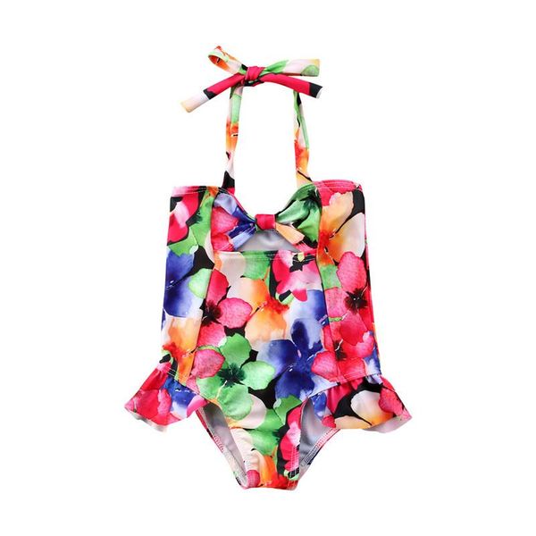 

one-piece suits 2021 children bathing suit cute children's swimsuit girls flowers printed baby girl swimwear swimsuits beach clothes
