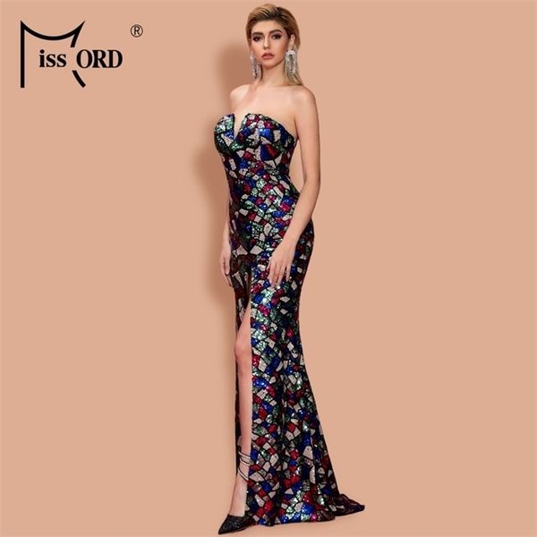 

missord women v neck off shoulder sequin multi dresses high split maxi elegant summer dress ft20131, Black;gray