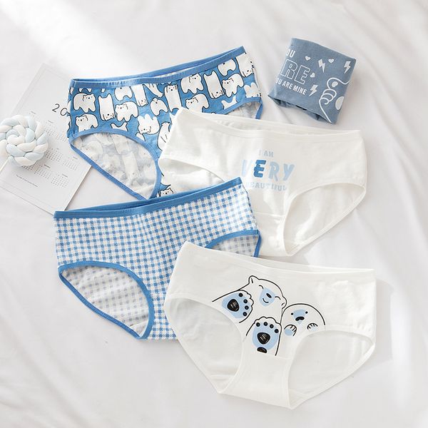 

women cartoon bear panties cotton white knickers fashion ladies briefs breathable underwear animal lingeries, Black;pink