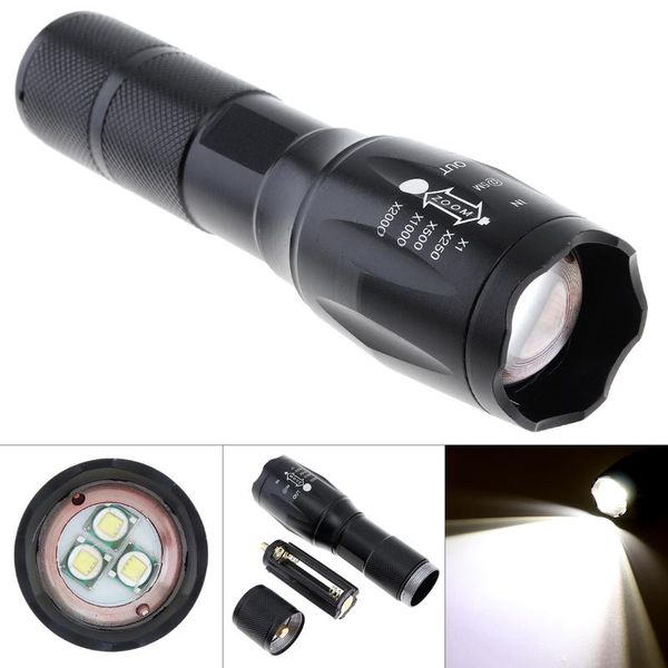 

flashlights torches t6 led 3000lm zoom mini black aluminum alloy strong 300m range support one 18650 battery