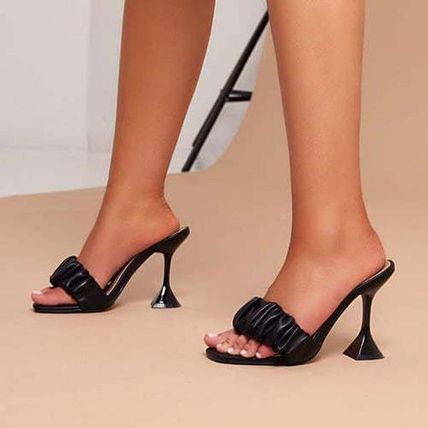 

fashion party club slippers high heel comfortable crystal solid shoes, Black