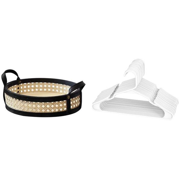 

hangers & racks 20pcs white plastic hangers, clothes perfect with antique rattan dessert fruit cake bread snack basket
