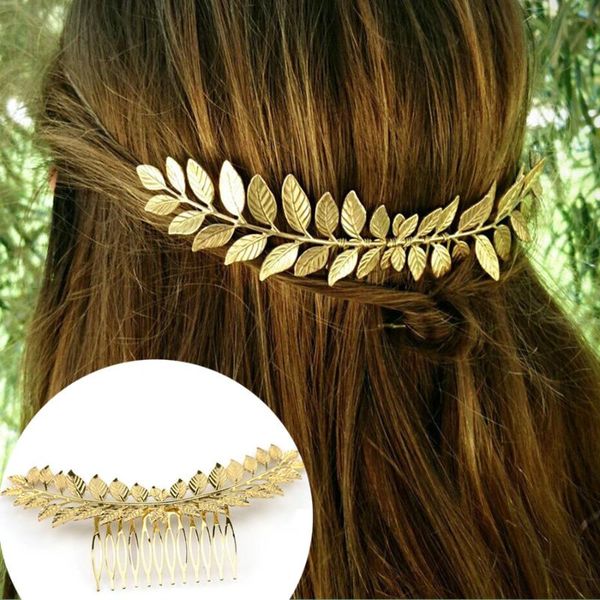 

hair clips & barrettes silver color gold metal leaf clip girls hairpin barrette flowers rhinestone comb hairpins women accessories, Golden;silver