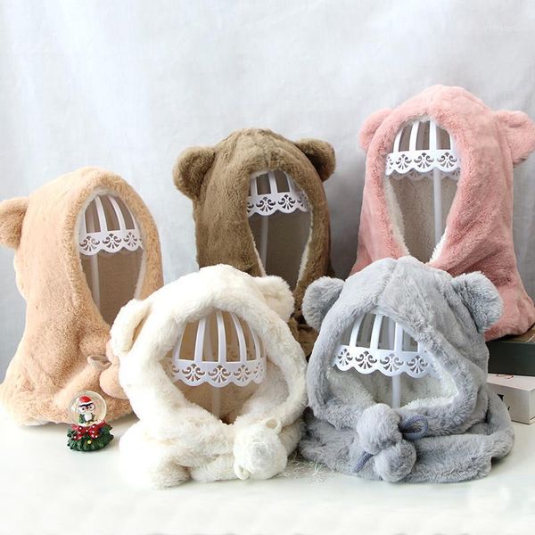 

caps & hats warm winter baby hat cute cartoon bear plush ear protection boys girls cap bonnet soft outdoor windproof kids beanie1, Yellow
