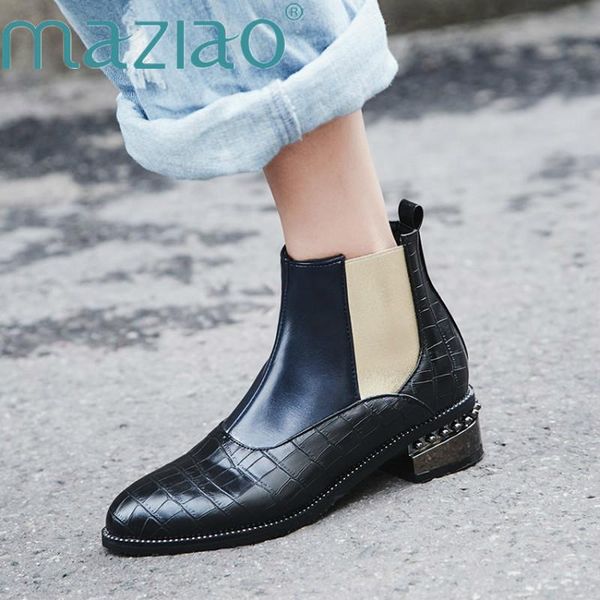 

boots womens ankle black medium heel bottes chunky motorcycle for women autumn combat ladies shoes maziao
