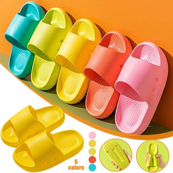 

slipper claquette girls boys slides sandals kids platform slippers solid color water shoes shower pool home non-slip flip flops, Black;grey