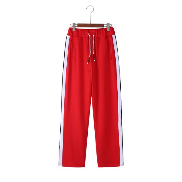 

designer loose men sports palms long pants zipper trousers casual mens sweatpants jogger side stripes drawstring sport sportwear 29b60, Black