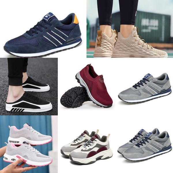 

0qge 2021 men women running shoes platform trainers beige black grey triple white 668 outdoor sports sneakers size 39-44