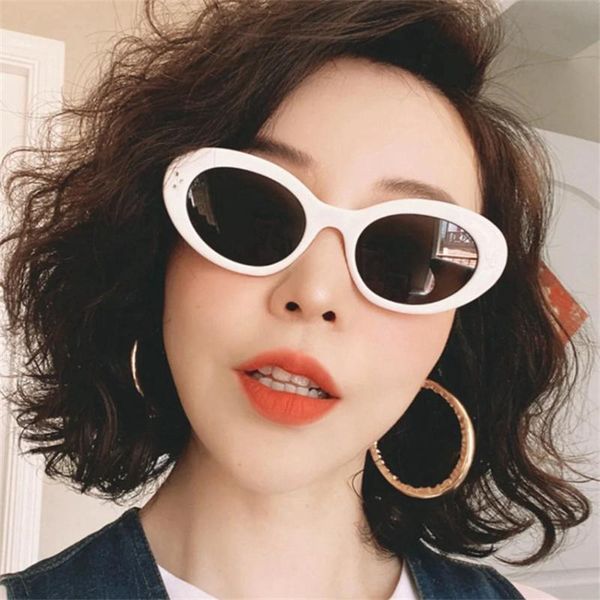 

sunglasses fashion cat eye women vintage oval black and white eyewear men shades mirror uv400 sun glasses feminino, White;black