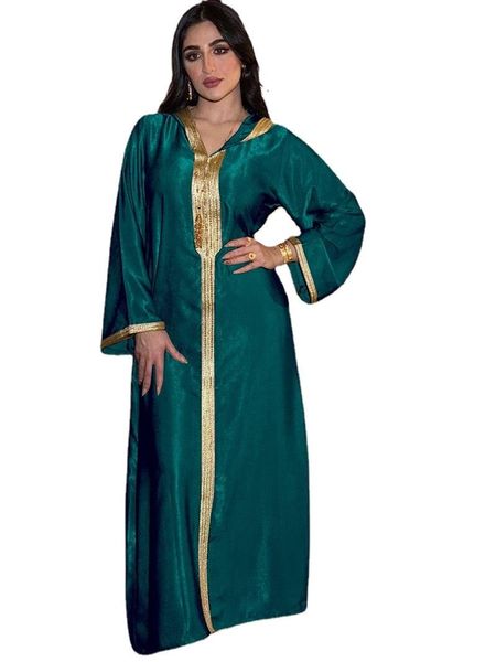 

ethnic clothing eid ramadan dubai abaya jalabiya hooded dress loose muslim women kaftan robe islamic arab morocco wedding party gown green w, Red