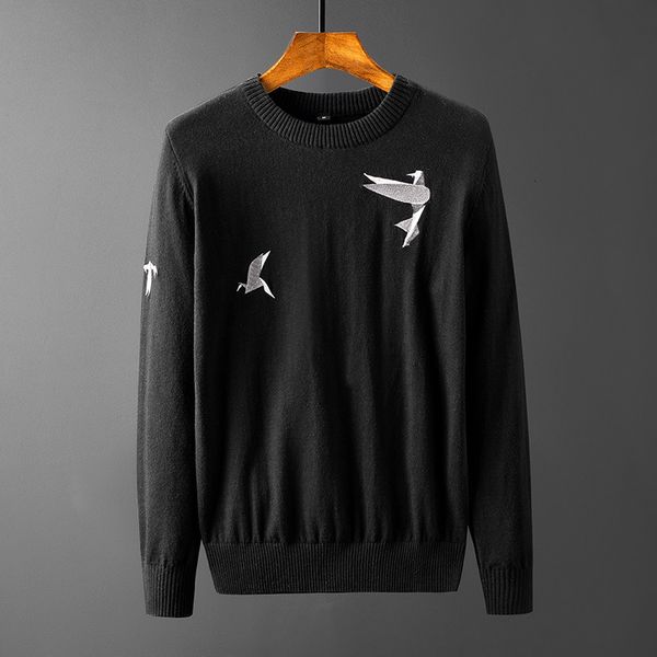 

sweater knit autumn and winter 2021 men's pullover fashion casual jacquard breathable long sleeve bottomed, White;black