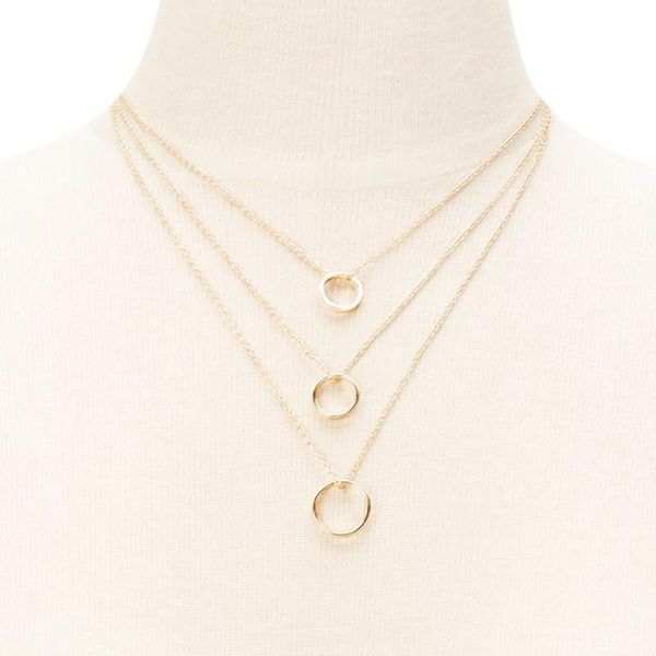 

chains speed sell through selling necklace euramerican fashion contracted xl119 metallic circle layers, Silver