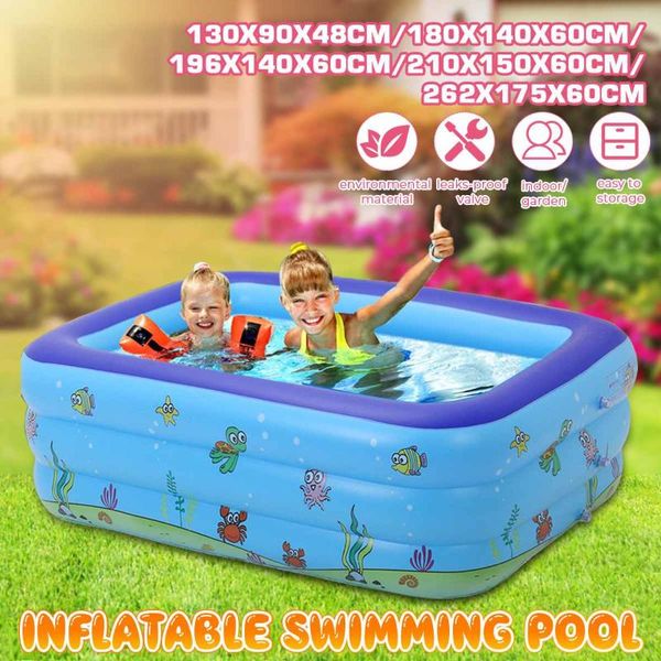 

130/180/210/2.62cm rectangular inflatable swimming pool thickened paddling kids basin bath tub portable water play & accessories