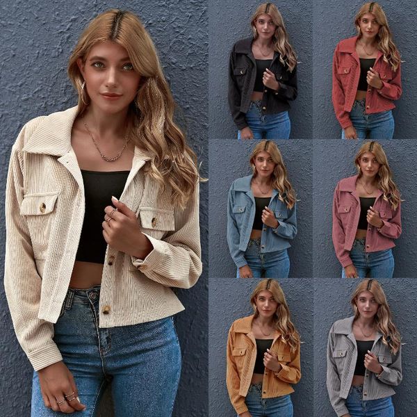 

casual dresses 2021 fall/winter fashion corduroy shirt jacket women's clothing, Black;gray